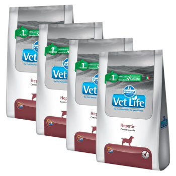 Kit com 04 Pacotes de Ração Vet Life Hepatic para Cães 02Kg Cada