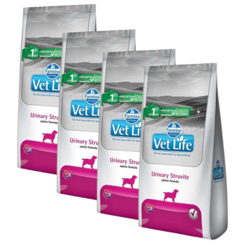 Kit com 04 Pacotes de Ração Vet Life Natural Urinary Struvite para Cães Adultos 02Kg Cada