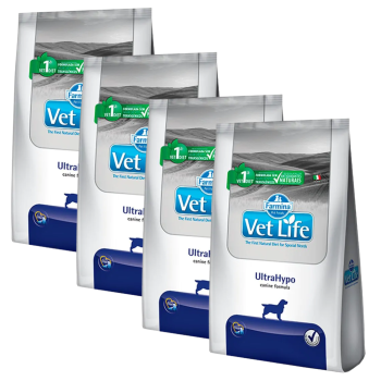 Kit com 04 pacotes de Ração Ultrahypo Vet Life para Cães 02Kg Cada